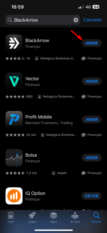 abrir blackarrow na app store.png