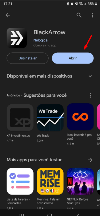abrir blackarrow na play store.png