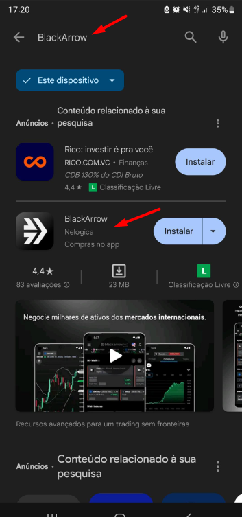 instalar blackarrow na play store.png