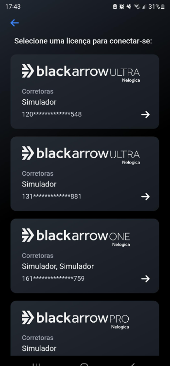 selecionar licenca no blackarrow mobile.png