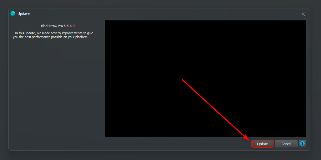 Option to update the platform when a new version is available.