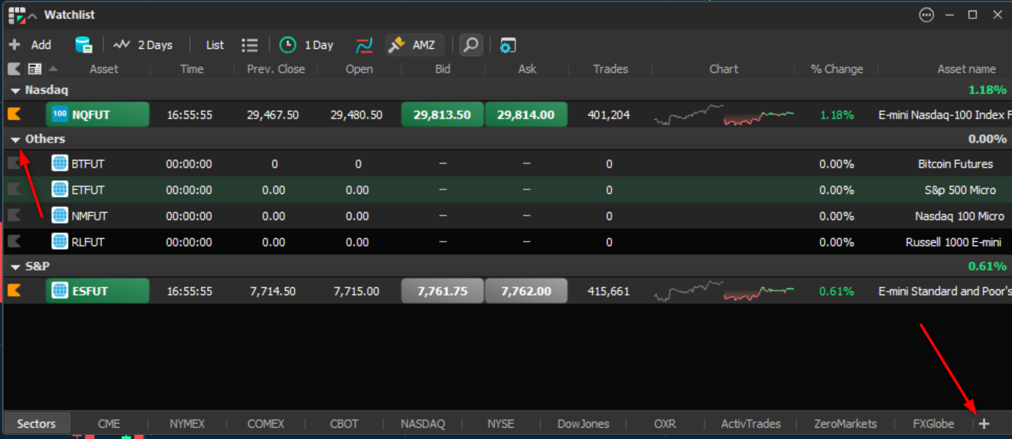 Expanded sectors in the custom grid.
